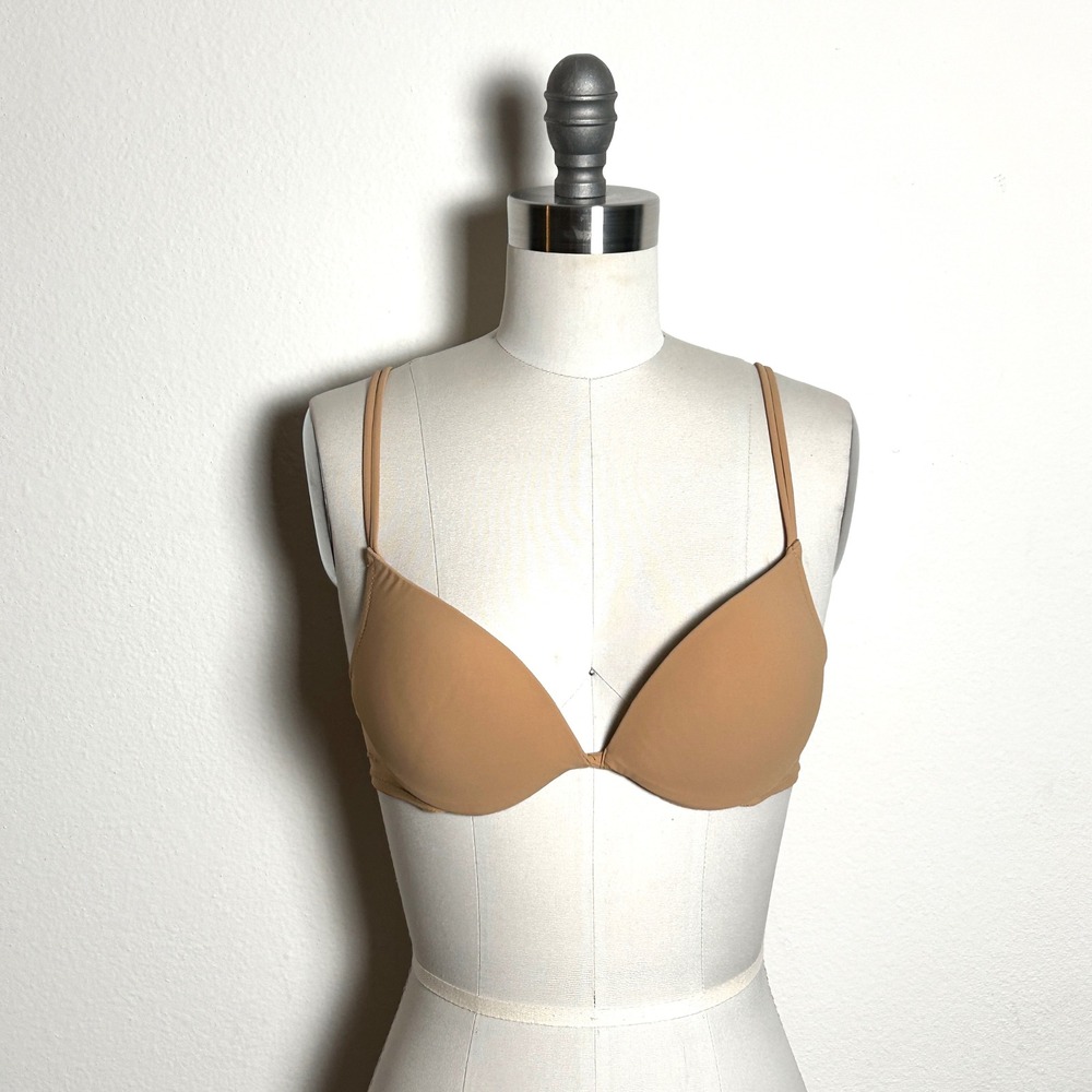 La Perla Tan Vintage Padded Molded Cup Underwire T-Shirt Bra Women 32C Italy